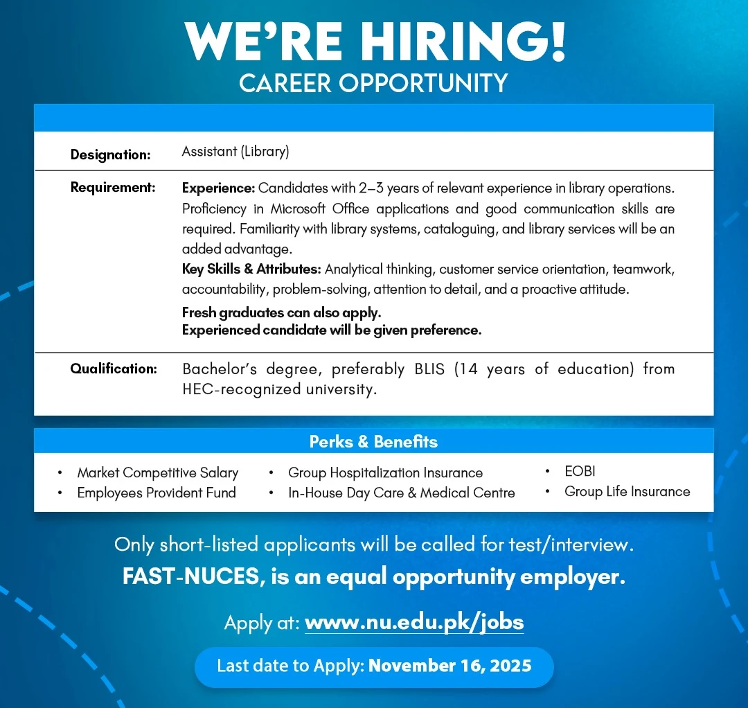 Job Opening: Assistant (Library) 